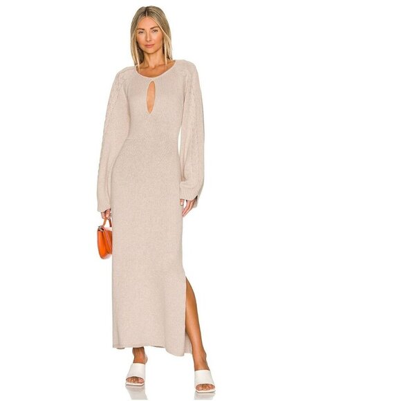 Joslin Studio Aurora Knit Long Sleeve Maxi Dress Flax Size M - Picture 1 of 9